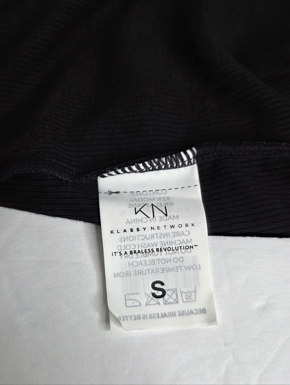 Klassy Network Black Ribbed Strappy Racerback Tank Top W CB Size Small NwT Brami - Picture 11 of 16